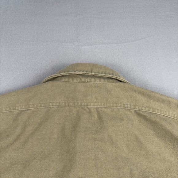 Vintage Cabela's Button Up Flannel Shirt (Sage) Mens Lg Chamois USA Made - Picture 10 of 13